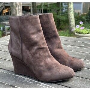 Rockport Brown Suede Wedge Ankle Boots Womens 10 M EUC